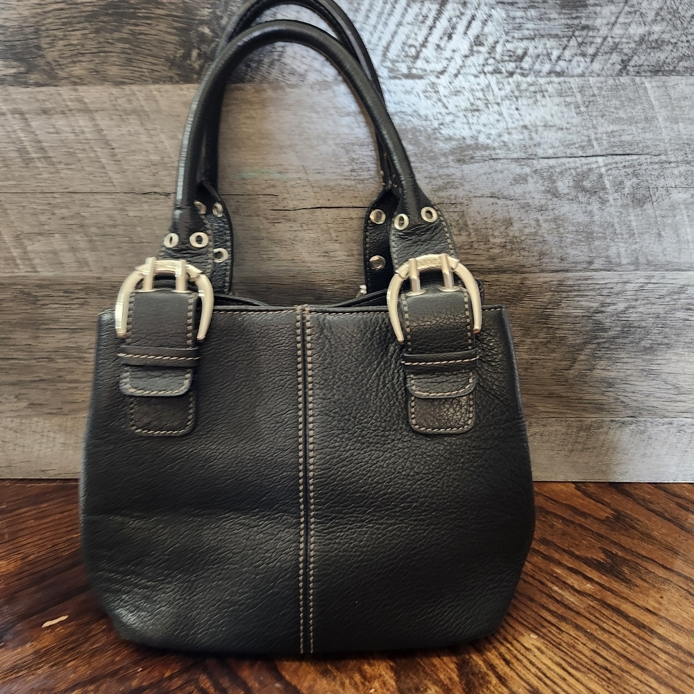 Y2K Black Tignanello Silver Buckle Hand Bag